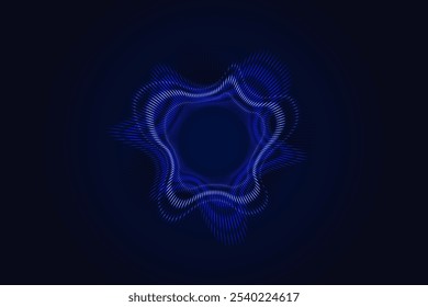 Dynamic blue radial speed sound wave light line pattern . Circular audio, music or voice symbol. wavy equalizer spectrum.