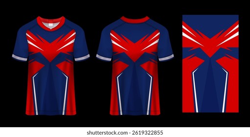 Design de Jersey de Esporte Azul e Vermelho.