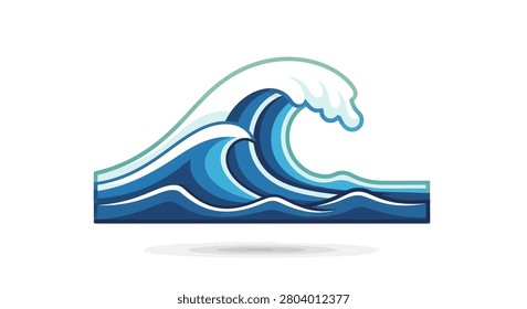Dynamic blue sea wave vector illustration. Great for nautical designs, surfing sports brands, and coastal tourism marketing.