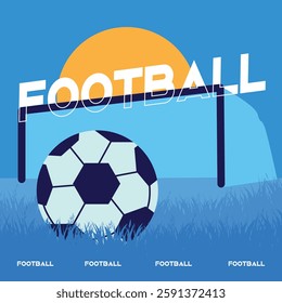 Dynamic blue soccer goal poster with net