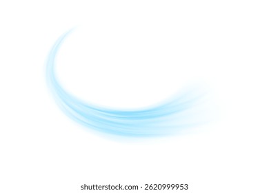 Dynamic blue speed waves. wavy path. Stream of fresh wind png. vector. Spiral light PNG. White background