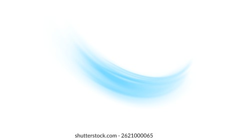Dynamic blue speed waves. wavy path. Stream of fresh wind png. vector. Spiral light PNG. White background