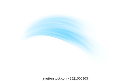 Dynamic blue speed waves. wavy path. Stream of fresh wind png. vector . Spiral light PNG. White background