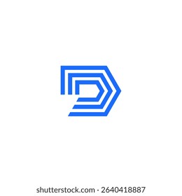 Dynamic Blue Striped Letter D Logo