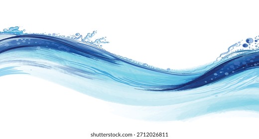 Dynamic Blue Wave Art: Diseño Abstractas de flujo de agua para gráficos y fondos modernos