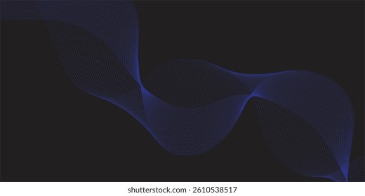 Dynamic Blue Wave Line Artwork Set Against a Bold Black Background, Delivering a Sleek, Modern Look Ideal for Tech Startups, Product Launches, or Creative Showcases
