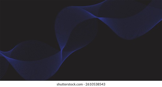 Dynamic Blue Wave Line Artwork Set Against a Bold Black Background, Delivering a Sleek, Modern Look Ideal for Tech Startups, Product Launches, or Creative Showcases