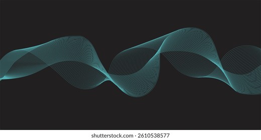 Dynamic Blue Wave Line Artwork Set Against a Bold Black Background, Delivering a Sleek, Modern Look Ideal for Tech Startups, Product Launches, or Creative Showcases