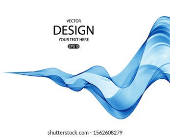 Dynamic blue wave on white background. Background for banner, flyer, leaflet, booklet.