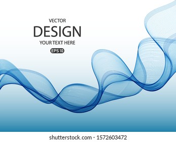 Dynamic blue wave on white background. Background for banner, flyer, leaflet, booklet.
