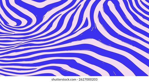 Arte vetorial dinâmica em azul e branco com linhas onduladas hipnóticas. O padrão abstrato cria um efeito de ilusão óptica, perfeito para fundos ou design psicodélico moderno.