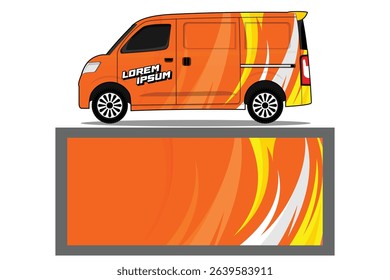 Dynamic Blue and Yellow Van Wrap Design for Commercial Vehicles