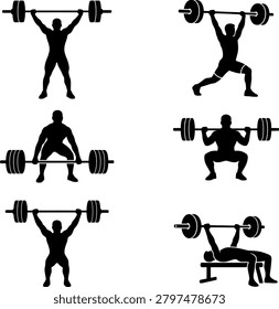 Dynamic bodybuilder workout poses with weights representing athletic training and physical exertion. Ideal for fitness and gym concepts.