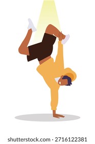 Dynamic Breakdance Freeze Move Showing Strength, Balance, and Street Dance Energy