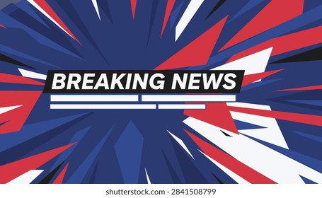 Dynamic breaking news broadcast background features striking red and blue geometric shapes that create a sense of urgency and motion.