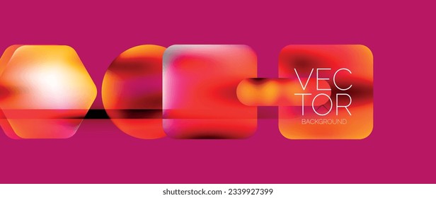 Dynamic bright colorful geometric elements with fluid gradients, lights, shadows blend in a minimal backdrop, creating captivating composition