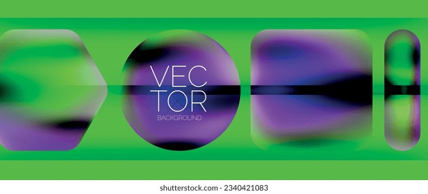 Dynamic bright colorful geometric elements with fluid gradients, lights, shadows blend in a minimal backdrop, creating captivating composition