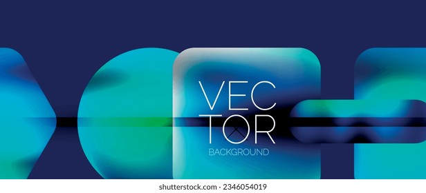 Dynamic bright colorful geometric elements with fluid gradients, lights, shadows blend in a minimal backdrop, creating captivating composition