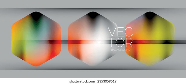 Dynamic bright colorful geometric elements with fluid gradients, lights, shadows blend in a minimal backdrop, creating captivating composition