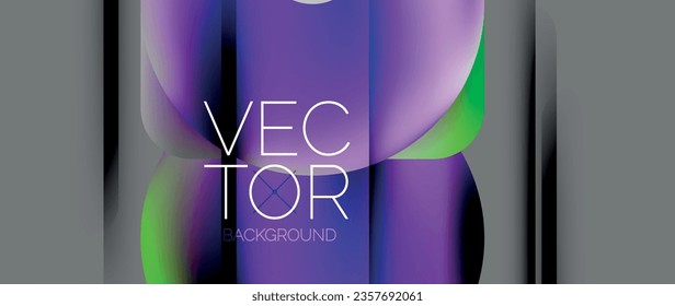Dynamic bright colorful geometric elements with fluid gradients, lights, shadows blend in a minimal backdrop, creating captivating composition