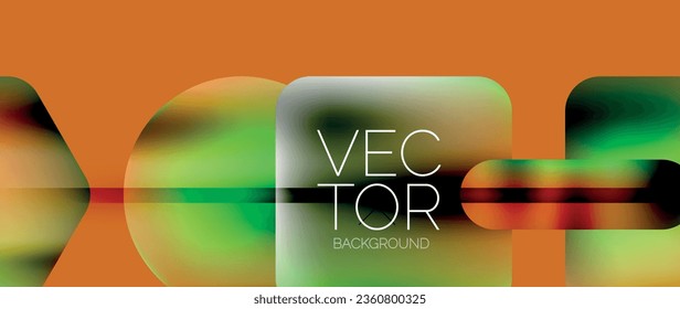 Dynamic bright colorful geometric elements with fluid gradients, lights, shadows blend in a minimal backdrop, creating captivating composition