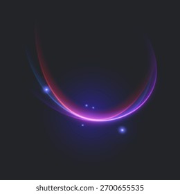 Onda de energia luminosa brilhante dinâmica. Linhas brilhantes no plano de fundo escuro