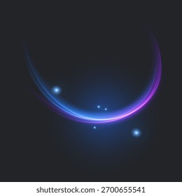 Onda de energia luminosa brilhante dinâmica. Linhas brilhantes no plano de fundo escuro