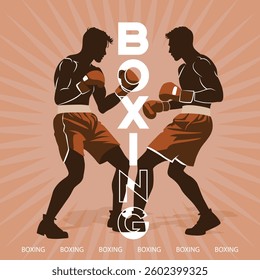 dynamic brown boxing person silhouette poster illustration, sporty pop color design