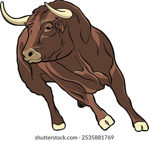 Dynamic Brown Bull Artwork in Motion