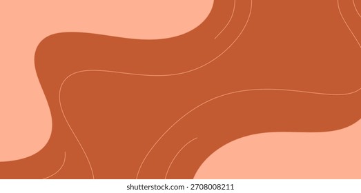 Dynamic Brown and Peach Abstract Shape Vector Illustration. A high-contrast vector illustration background where bold brown fluid shapes dominate a peach background with gentle outline.