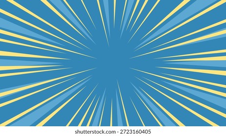 Plano de fundo azul amarelo de intermitência dinâmica. Plano de fundo do vetor de explosão solar. Taxa de tamanho de dimensões de 16:9.