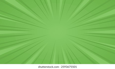 Dynamic burst green background. Exploding sunburst vector background. 16:9 dimensions size ratio.
