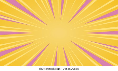 Dynamic burst yellow gold pink background. Exploding sunburst vector background. 16:9 dimensions size ratio.