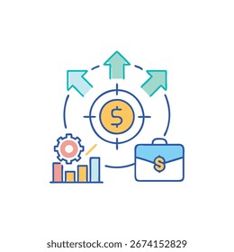 Dynamic Business Asset Allocation Icon. Icon for Business and Finance.
