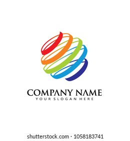 Dynamic Business Globe Logo in Four Colors