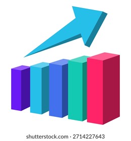 Dynamic business growth bar chart vector illustration showing upward trend and success. Perfect for data visualization. EPS file. Isolated on white background.