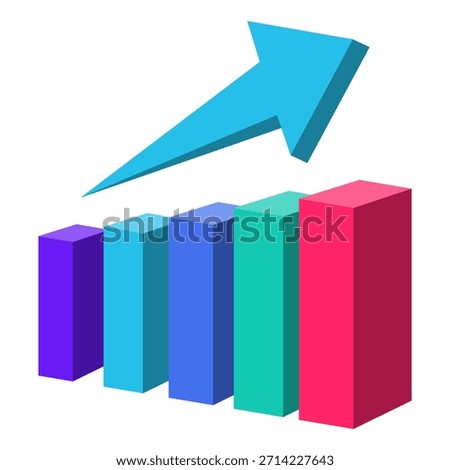 Dynamic business growth bar chart vector illustration showing upward trend and success. Perfect for data visualization. EPS file. Isolated on white background.