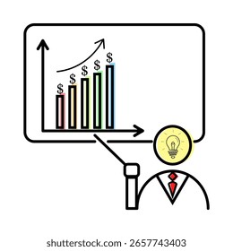 Dynamic business growth chart presentation, showing financial success and innovative ideas at work