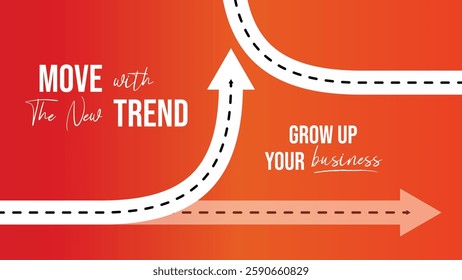 Dynamic Business Growth and Trend-Driven Strategy Background with Arrows and Bold Typography featuring arrows and typography, symbolizing growth, progress, and innovation