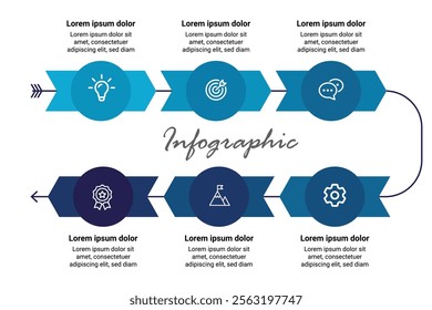 Dynamic Business Infographic Template, Showcase 6-Step Timelines with Clear Journey Flow Insights