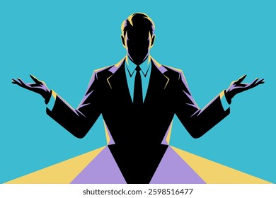 Dynamic Business Silhouette Illustration: Bold Visual Representation of Leadership and Professionalism in Modern Design