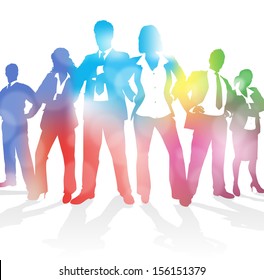 Dynamic Business Team Against An Abstract Blur Background. 