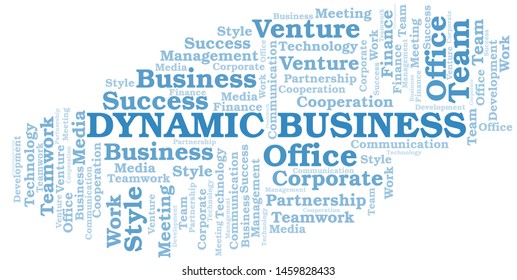 Dynamic Business word cloud. Collage made with text only.