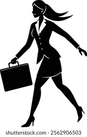 Dynamic Businesswoman Silhouette Vector Illustration