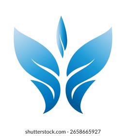 Uma forma de borboleta dinâmica em azul, simbolizando transformação, crescimento e liberdade.