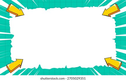 Dynamic cartoon Frame with pointing Arrows and Speed Lines in pop art style