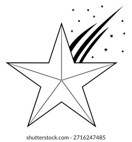 Emblema de estrella celestial dinámica con una vibrante estela de tiro, que simboliza la ambición, el logro y el éxito