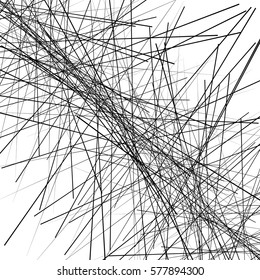 Dynamic chaotic lines abstract black and white texture / pattern. Vector