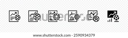 Dynamic Chart with Soccer Match Analysis Line Icon: Perfect for Sports, Statistics, and Game Designs