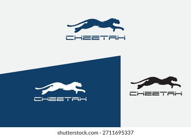 Concepto dinámico del diseño del logotipo del guepardo.